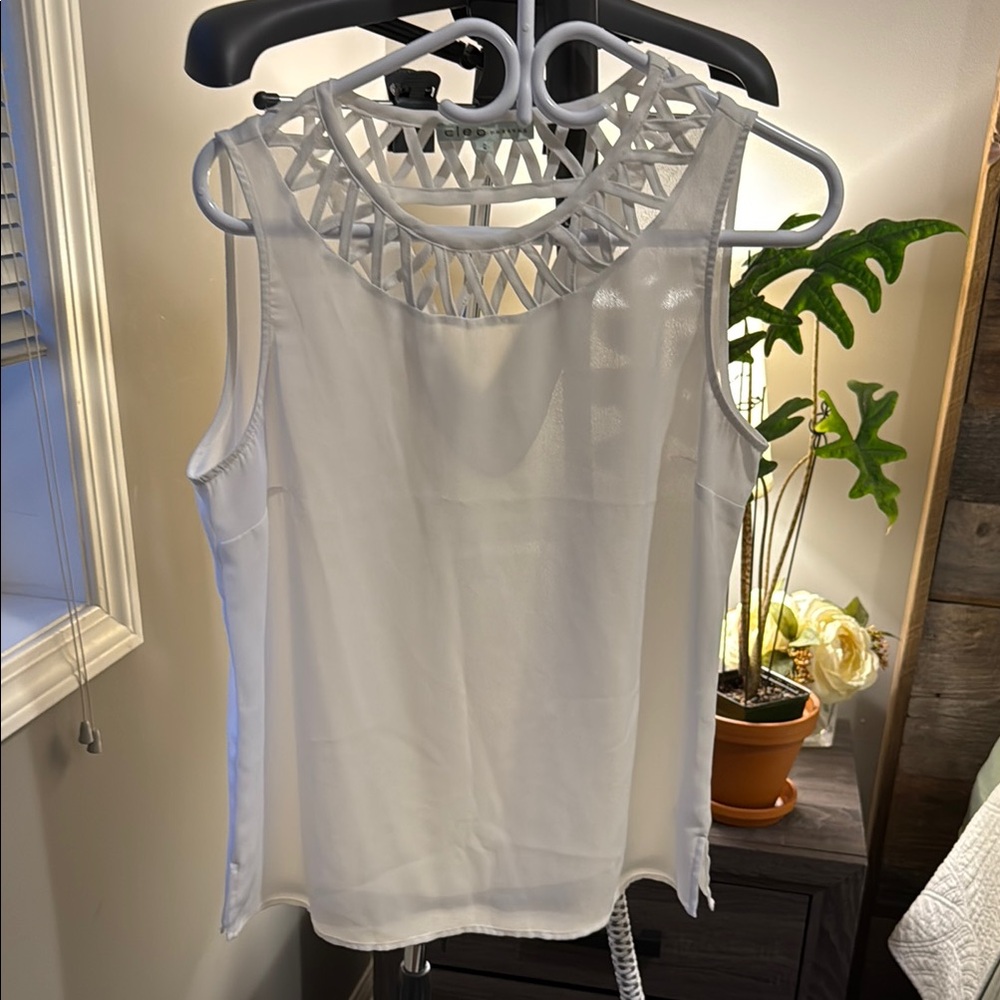 Cleo Cream Embellished Cut Out Tank Top